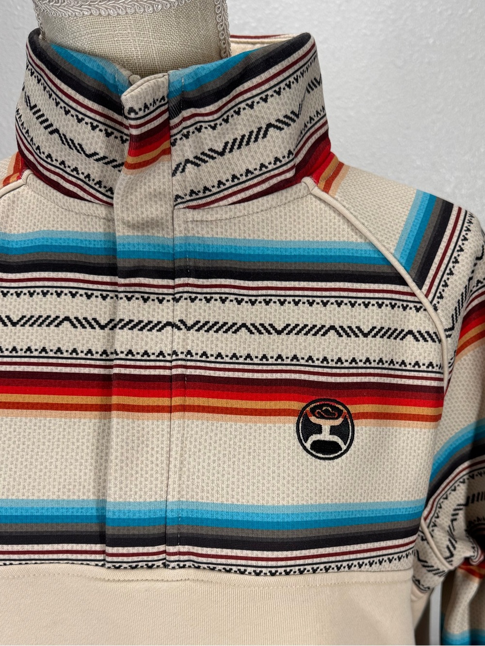 Hooey The Prime 1/4 Zip Pullover Cream / Serape Print Southwestern Medium - Picture 2 of 8